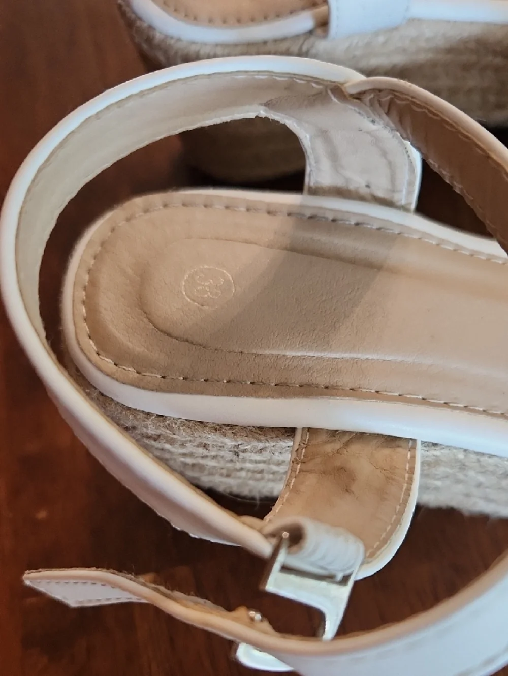 Women’s White Knot Wedge Sandals with Ankle Strap